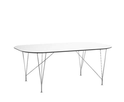 Inter-borðstofuborð, króm, hvítt