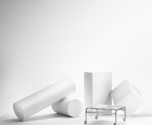 Karin-borð, króm, hvítur Carrara-marmari